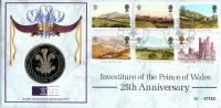 1994 25th Anniversary of Investiture of the Prince of Wales coin cover with medal - cat value £22