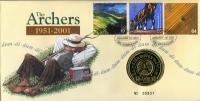 2001 The Archers coin cover with medal - cat value £20