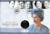 2002 Golden Jubilee coin cover with £5 coin - cat value £24