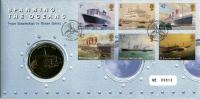 2004 Ocean Liners coin cover with medal - cat value £22
