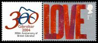 2004 Smilers Spring Stampex Love Gibraltar Stamp with Label (Label may vary)