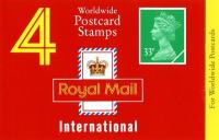 SG: GJ1b  Machin £1.32p low crown and on yellow strip 'for worldwide postcards' (w)