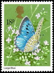 1981 Butterflies 18p - Gold Head Shifted