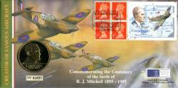 1995 Centenary of the birth of R. Mitchell coin cover with medal - cat value £20