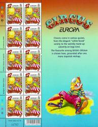 2002 27p Europa The Circus Stamp Sheet