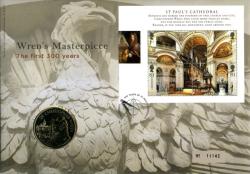 2008 St Pauls Cathedral coin cover with medal - cat value £22