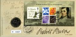 2009 Robert Burns coin cover with £2 coin