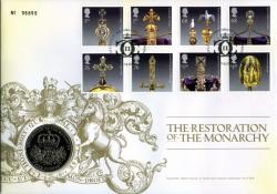 2011 350th Anniversary of Monarchy Restoration coin cover with £5 coin - cat value £18