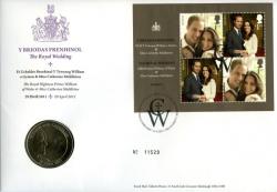 2011 Royal Wedding coin cover with £5 coin - cat value £26
