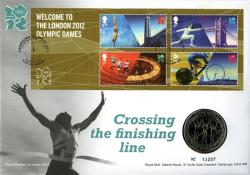 2012 Olympics Crossing the Line coin cover with £5 coin
