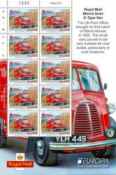 2013 UK Letter Europa Post Office Vehicles Stamp Sheet
