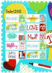 2015 Smilers Half Sheet with Labels (Half may vary from shown. Self-adhesive Litho print of SG3670-77)