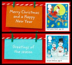 LS108 2017 Children's Christmas 2x Smilers Stamps with Labels (Labels may vary from shown)