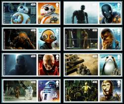 2017 Star Wars 8x Smilers Stamps with Labels (Labels may vary from shown)