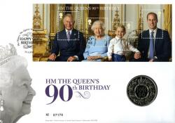 2016 Queen's 90th Birthday coin cover with £5 coin