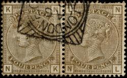 SG160 (J69), NK NL Plate 18, Pair with London Square Cancel (pulled perfs)