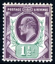 SG224 1½d Slate-Purple & Bluish Green (Chalk Paper)