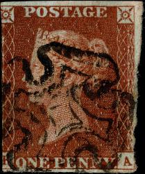 SG8l, (B1), KA with 2/3 Margins, Very Fine Black Maltese Cross AND Double Letter on K (untidy right edge)
