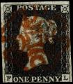 1840 SG2 (AS23) 1d Black Plate 4, FL with 3 Margins, Very Fine Red Maltese Cross