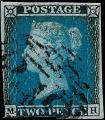 1841 Two Penny Blue - MH, Plate 3, 3½ Margins - Intriguing Inking Error