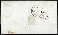 1840 SG2 (AS25), 1d Black - Plate 5, NH, 4 Margins, Red Maltese Cross (On Cover)