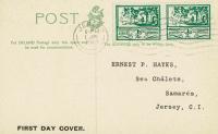 1943 1st June ½d Greeen x2 Postcard with Potato Season Harbour on front ACTUAL ITEM