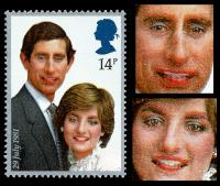 SG1160 Royal Wedding 14p - Unusual Colour Error, Creates Appearance of Both Wearing Makeup (Stock Image)