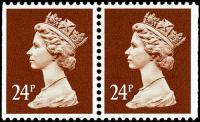 SG X1053 24p Chestnut Phos Paper, Se-Tenant Pair of Imperf Left & Right