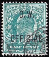 O36E ½d Blue-Green - Fine Used (Cat. £120) - (Spec: MO14)