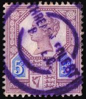 SG207a (K36) 5d Dull Purple & Blue - PURPLE INK Threadneedle Street Double Circle
