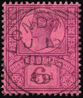 SG208 6d Purple/Rose-Red - Fine Used (Cat. £10) - (Spec: K37, i) (Scott: 119)