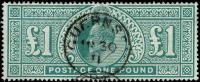 SOLD! SG266 £1 Dull Blue-Green, Very Fine Used CDS Guernsey 30th June 1911