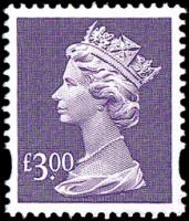 SG: 1802r £3 dull violet Del La Rue reprint