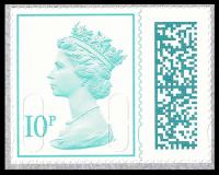 SG V4710a 10p Turquoise-Green MPIL M22L, Booklet Backing (DY45)