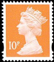 SG Y1676 10p orange 2 band