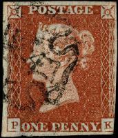 SOLD! SG8l (B1), PK Plate 25 with 3/4 Margins, Fine Black Maltese Cross with Overlapping Town Mark