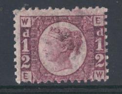 1870 ½d plate 20 pulled & short perf otherwise fine fresh unmounted mint cat £330