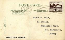 1943 8th June 1½d brown postcard with Vinchelel Lane Jersey on the front ACTUAL ITEM