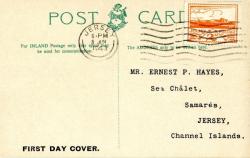 1943 8th June 2d orange postcard with St Hellier Jersey harbour on the front ACTUAL ITEM
