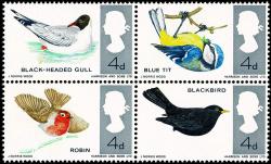 1966 British Birds Block of 4 - Brown Legs Omitted (ACTUAL ITEM)