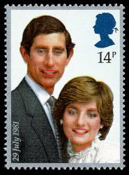 1981 Royal Wedding 14p, Unusual Colour Error