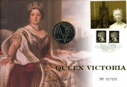 2001 Queen Victoria coin cover with £5 coin - cat value £24