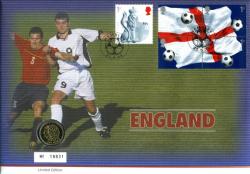 2002 England Football coin cover with £1 coin - cat value £20