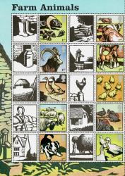 2005 Farm Animals Half Sheet with Labels (Half supplied may vary from shown. Litho print of SG2502-2511)