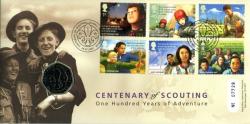 2007 Centenary of Scouting coin cover with 50p coin - cat value £23