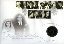 2007 Diamond Wedding coin cover with £5 coin - cat value £35