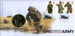 2008 Territorial Army coin cover with medal - cat value £22
