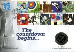 2009 Countdown to the Olympics coin cover with £5 coin - cat value £26