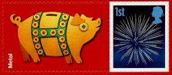 LS114 2018 Year of the Pig Smilers Stamp with Label (Label may vary from shown)