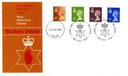 Northern Ireland 1980 23rd July 10p,12p,13&frac12;p,15p Belfast CDS post office cover